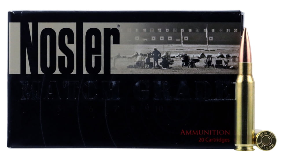 Nosler Match Grade .308 Winchester 175 grain Hollow Point Boat Tail (HPBT) Brass Centerfire Rifle Ammunition 500 RDS