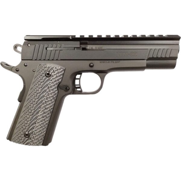 Rock Island Armory XT 22 Magnum Pro .22 WMR 1911 Style Semi Auto Rimfire Pistol 5" Bull Barrel 14 Rounds with Top Rail Synthetic G10 Grips Black Finish - Image 2